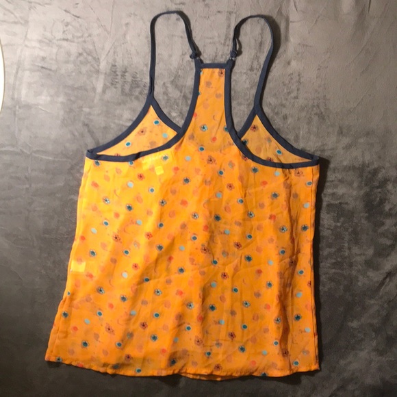 Sheer Orange Dots Tank Crop Top Silk/Satin Feel - Picture 4 of 6